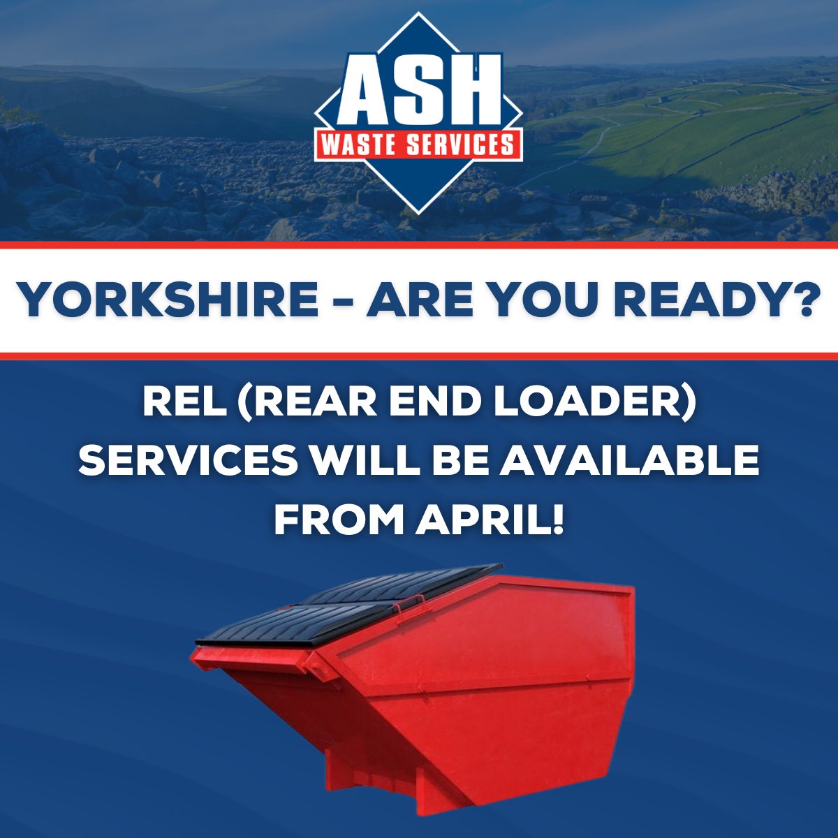 👉 NEW SERVICES IN YORKSHIRE!

Starting from April, REL services will be introduced in Yorkshire!

Contact us today for more information:
☎ 0800 035 0447
📧 enquiries@ashwasteservices.co.uk

#wastemanagement #wastedisposal #wastemanagementsolutions #yorkshire #recyclingindustry
