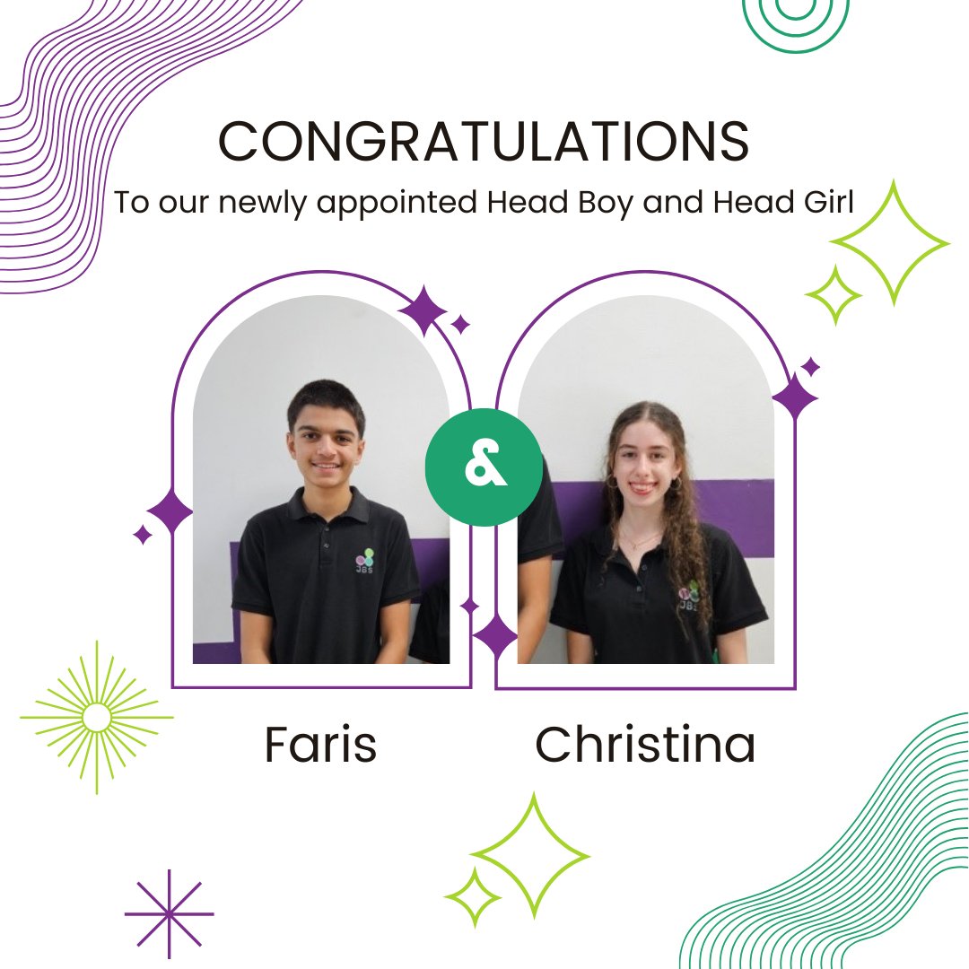 Let's give a big round of applause to our new Head Boy and Head Girl, Faris and Christina!
#jbs #jbschool #ibschool #ibcurriculum #taaleem #proudlytaaleem #shapingthefuture #headboy #headgirl