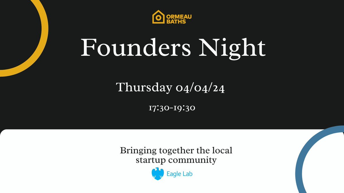 Our next Founders Night on 4th of April. Join us for our next start-up community event! We'll have guest speakers and plenty of opportunities for you to connect with other like-minded individuals. Get your tickets here: buff.ly/484oMWe #FoundersNight#StartupNetworking