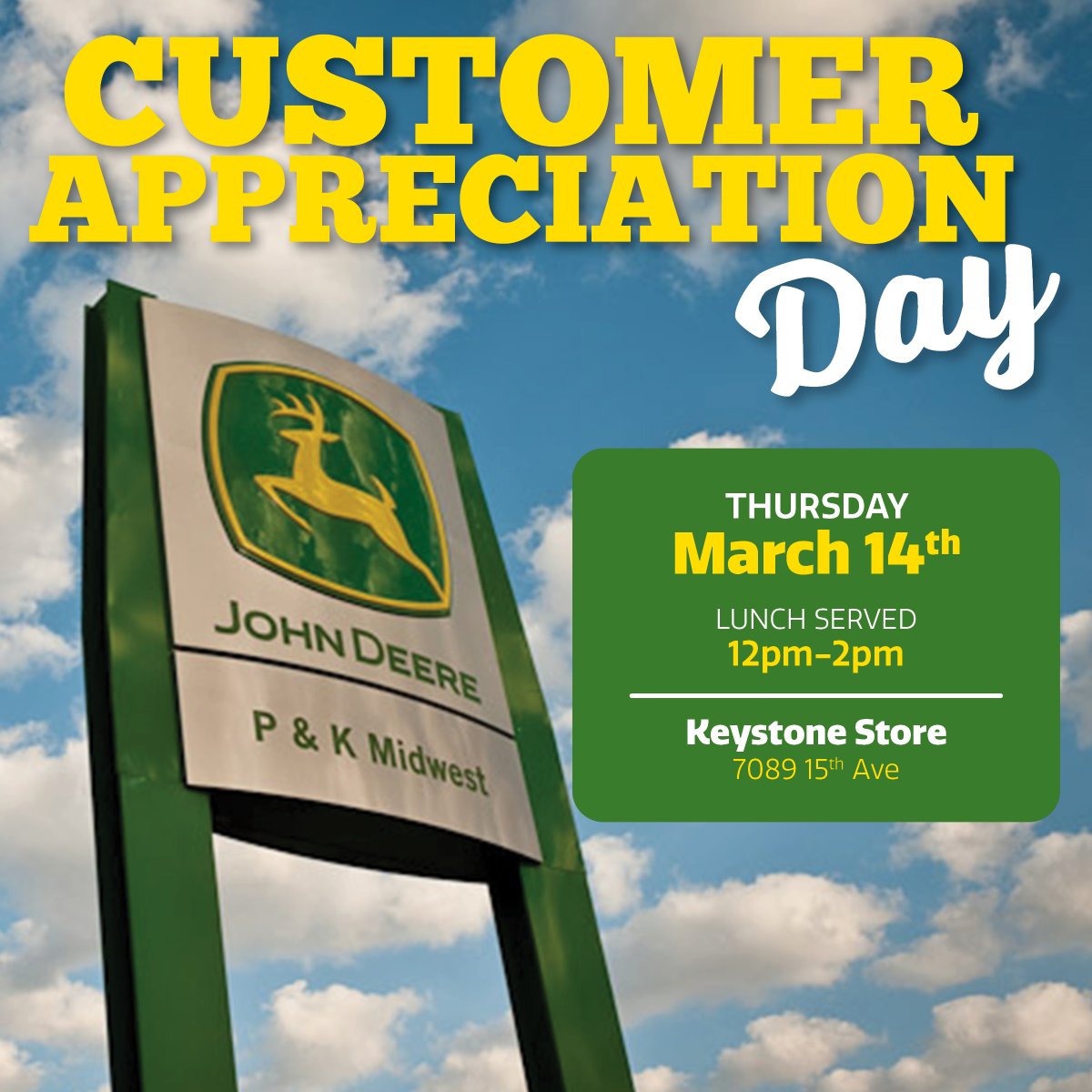 PKMidwest's tweet photo. Join us at our Keystone location on March 14th for our annual Customer Appreciation Day! Have lunch with us and take advantage of storewide savings! https://t.co/SavBTy52LM