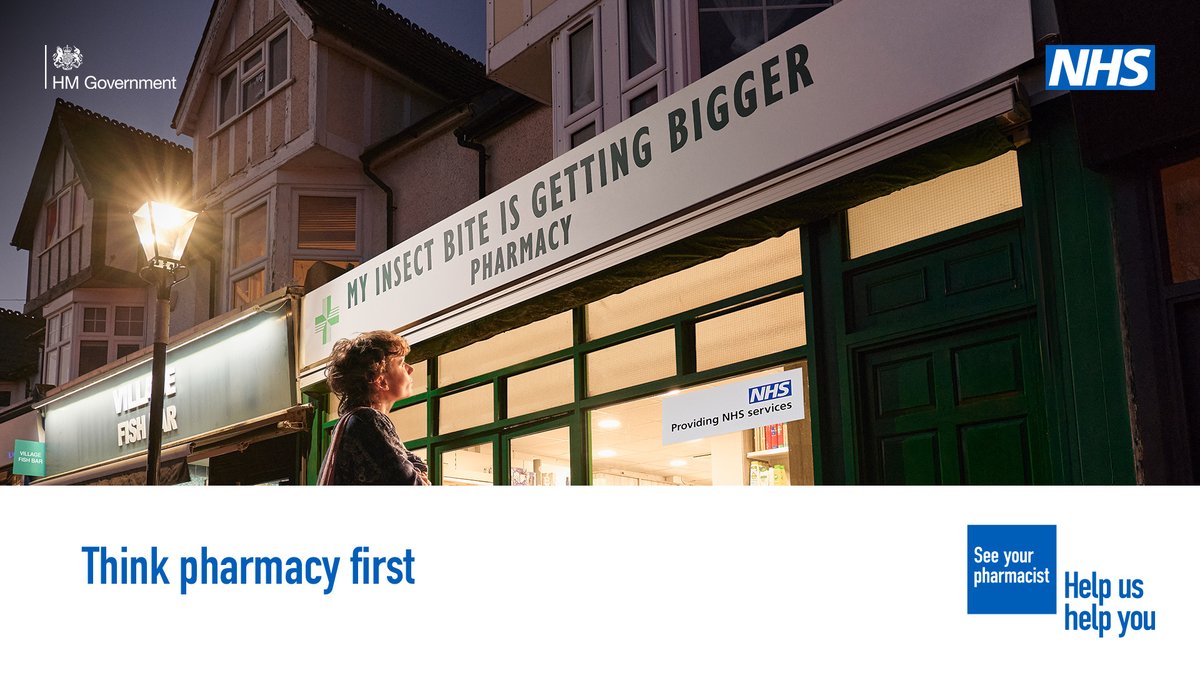 Insect bite? If needed, your pharmacist can now provide some prescription medicine without seeing a GP. Think pharmacy first. nhs.uk/thinkpharmacyf…