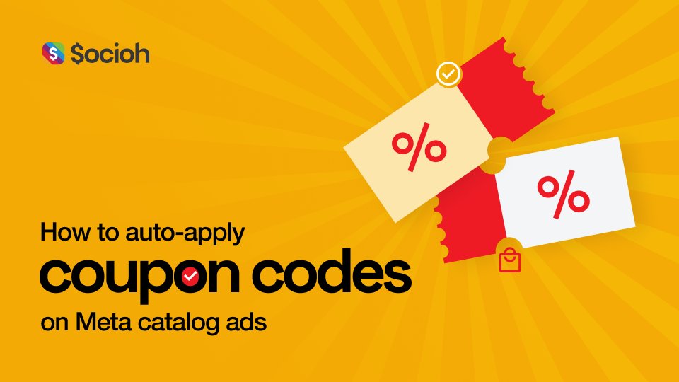 goodAdsAI's tweet photo. 💸 Stop losing sales due to forgotten discount codes!

With Socioh, you can auto-apply coupon codes on Meta catalog ads in just one click.

🛒 Say goodbye to abandoned carts and hello to higher conversions!

Learn how to auto-apply coupon codes in your catalog ads using Socioh 👉https://t.co/r70hveBPyA