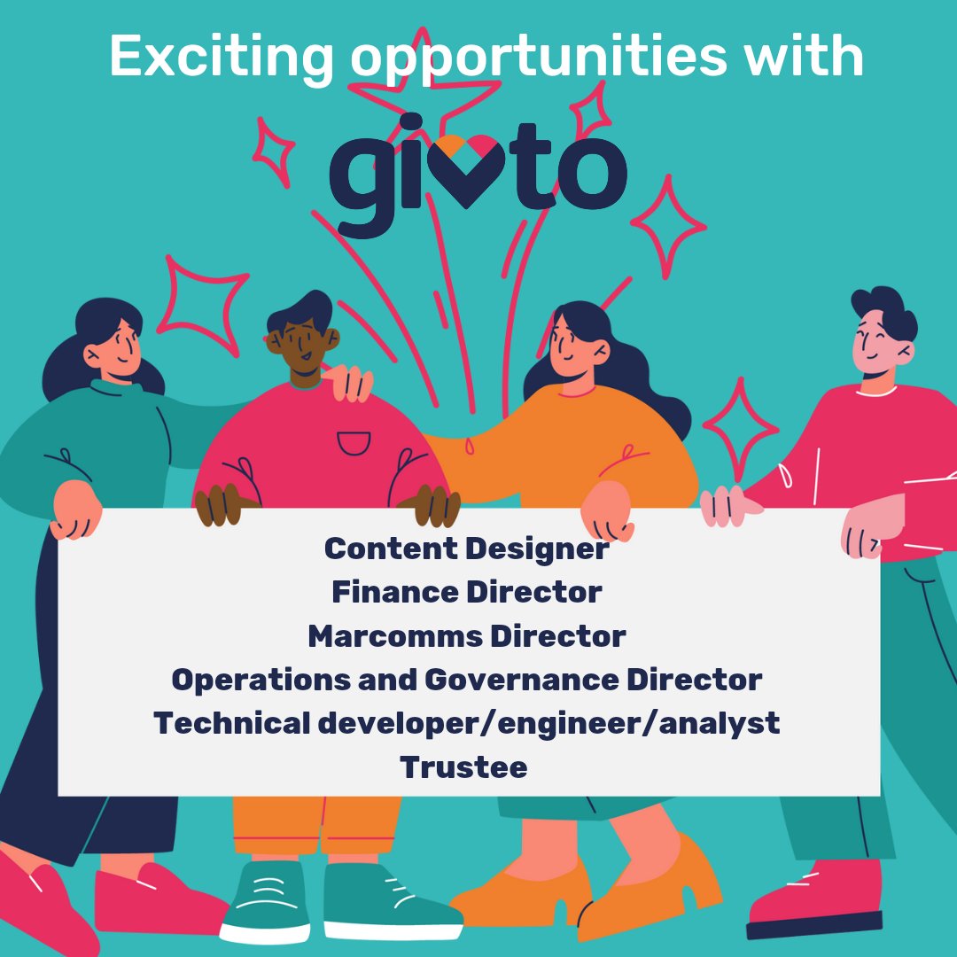 We're looking for talented people to join our amazing team of volunteers 👀 Do you want to use your skills and experience to help make a huge difference to small charities across the UK? Check out our opportunities here 👉 givto.org/about-us/vacan…
#volunteer #givto #charity