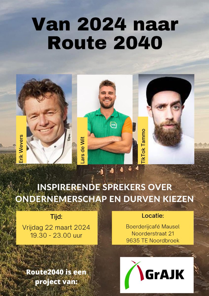 Mooie bijeenkomst voor de boeg <a href="/GrAJK/">GrAJK</a> 22 maart 2024 vanaf19.30 uur met inspirerende sprekers @tiktoktammo <a href="/larsdewit/">Lars de wit</a> <a href="/ErikWevers/">Erik Wevers</a> @marcelnieuwenweg