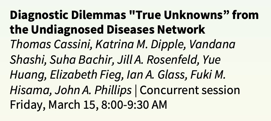 🔬 That's a wrap on Day 3! See you tomorrow for Diagnostic Dilemmas 'True Unknowns' from the Undiagnosed Diseases Network starting at 8am in MTCC Exhibit Hall FG #ACMGMtg24