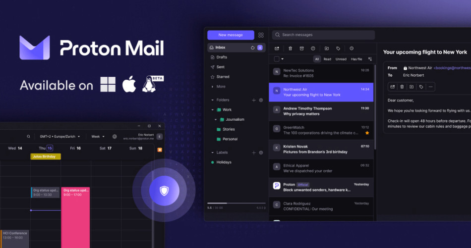Proton Mail Officially Releases Its App for Windows and Mac and Beta Version for Linux: reviewspace.info/proton-mail-of…

#ProtonMail #DesktopApps #EmailSecurity #Privacy #Encryption #ProtonSentinel #EasySwitch #ProtonPass #ProtonDrive #Cybersecurity #TechnologyNews