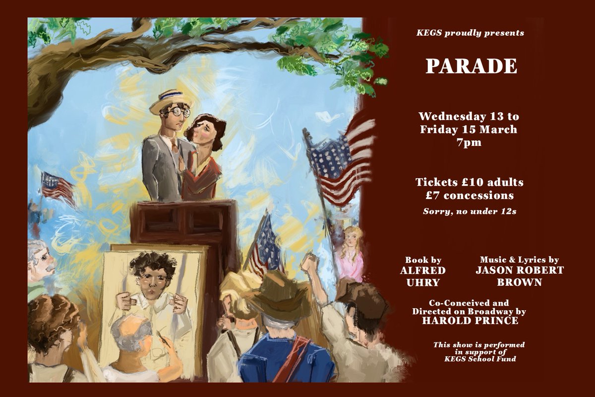 PARADE! Wow! What an absolutely incredible opening night! Huge congratulations to our mega talented cast, musicians and crew! Don't miss out - tickets still available for tonight & tomorrow, 7pm. £10 adults, £7 concessions (12-18s & over 65s). Sorry, no under 12s. @DramaKegs