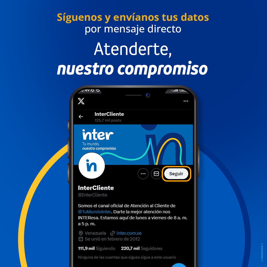 InterCliente's tweet photo. Evita contratiempos, síguenos y no olvides enviarnos tus datos por DM. 

 Visítanos en nuestra cuenta X (antes Twitter) @InterCliente
  
#InterCliente https://t.co/8jaPTlHgRM