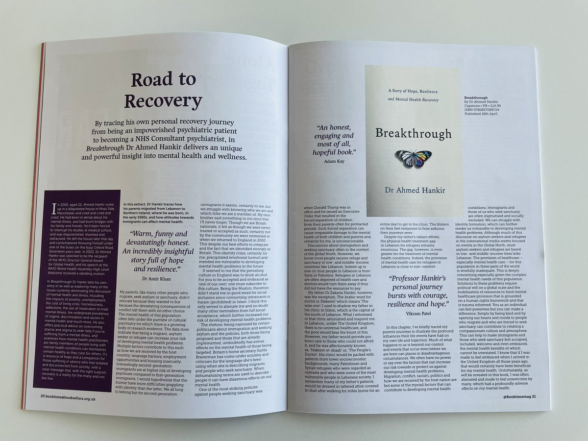 We’ve got our print copy! Great to see the double page extract from Breakthrough by @ahmedhankir in this edition. Thank you @Booktimemag Breakthrough publishes on April 18th.