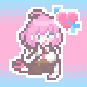 【おかえしドット】概念なごやかあいこさん   です!ちょっぴりサキュバスなところがあるといいなー!という妄想をこめたFAです...! #なごやかな絵 