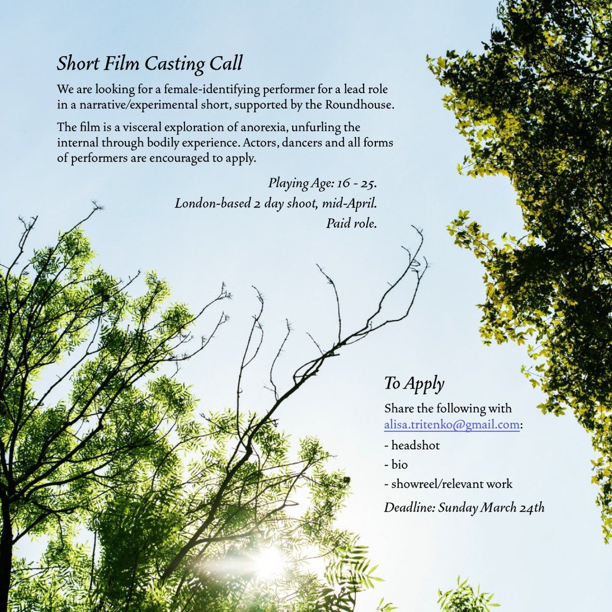 #castingcall for an upcoming short! sharing would be so appreciated ♥️