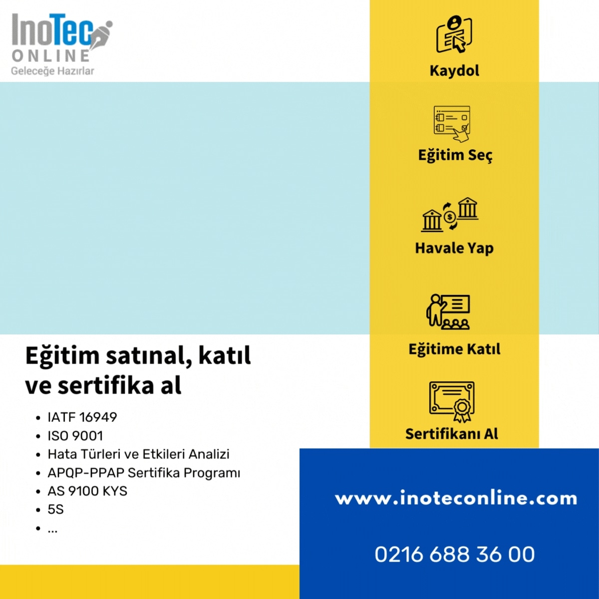 Kaydol, eğitim satınal ve sertifika al.

inoteconline.com