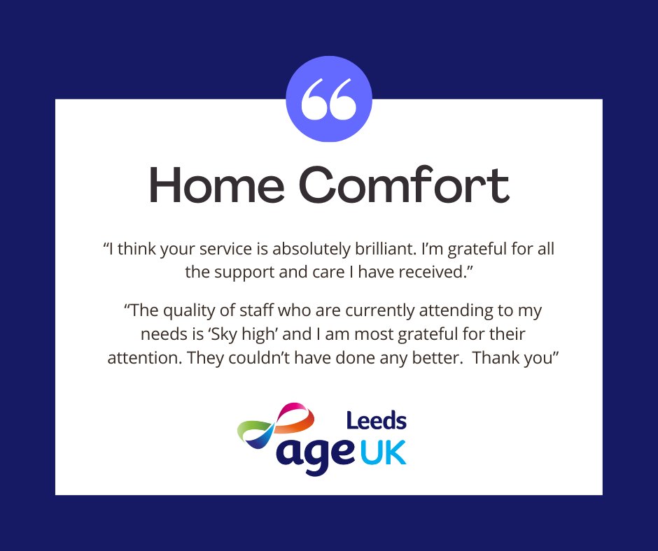 Some lovely feedback from an older person we have supported through our Home Comfort Service. If you would like any information about this, or any of our services, please visit ageuk.org.uk/leeds/our-serv…