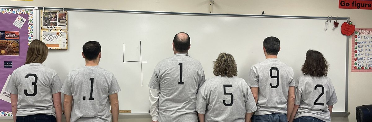 It’s a math holiday at Quaker Valley!  All of the math teachers at QVHS (minus 1 who is sick) are celebrating the day with special shirts! Happy Pi Day!  #WeAreQV