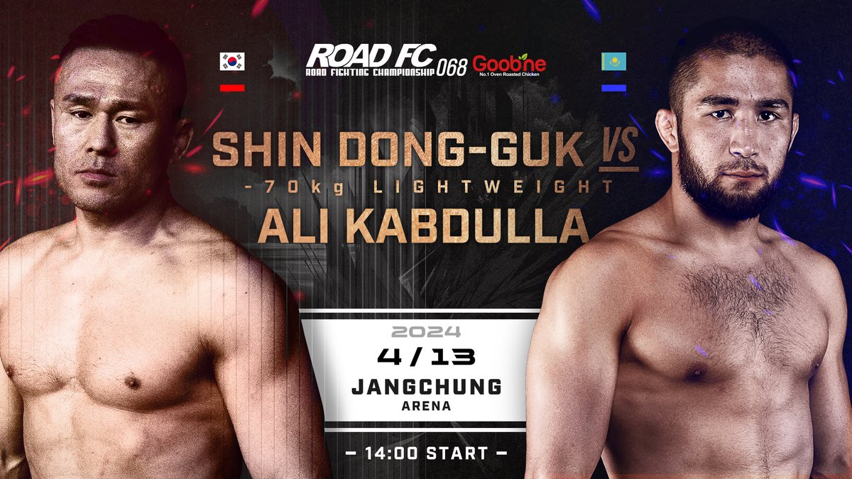 doc2kyo's tweet image. 로드FC 068
4월 13일 장충체육관
[헤비] 김태인 vs 세키노 타이세이
[라이트] 박시원 vs 하야시 요타 
[74kg] 윤태영 vs 김산
[라이트] 데바나 슈타로 vs 한상권
[라이트] 신동국 vs 알리 캅둘라
[55kg] 신유진 vs 이은정
[라이트] 박현빈 vs 진성훈
#ROADFC #ROADFC068 #関野大成 #林陽太 #出花崇太郎