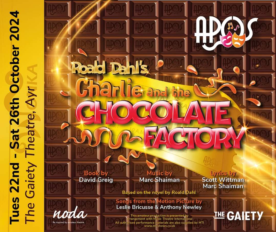 Unwrapping this October.
More info coming soon...🍫🍭🍬 #apos #ayrshirephilharmonicoperasociety #charlieandthechocolatefactory #roalddahl #musical #amdram #musicaltheatre #thegaiety #supportthearts #supportlocaltheatre #willywonka #Charliebucket