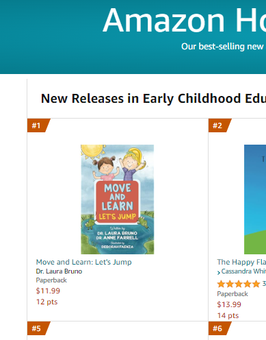 THANK YOU to all for helping launch MOVE and LEARN to  Amazon's #1 new release in both the Children Literature Collection  and Early Childhood Education categories.  Totally unexpected but incredibly grateful for such a supportive community.  a.co/d/2w5VMTm