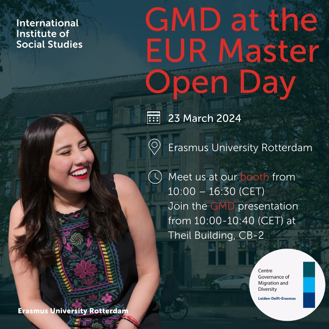 ISS, The Hague (@issnl) on Twitter photo 👣 Interested in the #Governance of #Migration and #Diversity (GMD)? ISS offers a unique programme that falls under the <a href="/LDEGMD/">LDE Governance of Migration and Diversity</a> and the <a href="/LeidenDelftEras/">Leiden-Delft-Erasmus Universities</a> universities.
❗ Want to hear more? Join the EUR Master Open Day presentation
➡ Register to attend: bit.ly/3IaNVnj 👣 Interested in the #Governance of #Migration and #Diversity (GMD)? ISS offers a unique programme that falls under the <a href="/LDEGMD/">LDE Governance of Migration and Diversity</a> and the <a href="/LeidenDelftEras/">Leiden-Delft-Erasmus Universities</a> universities.
❗ Want to hear more? Join the EUR Master Open Day presentation
➡ Register to attend: bit.ly/3IaNVnj