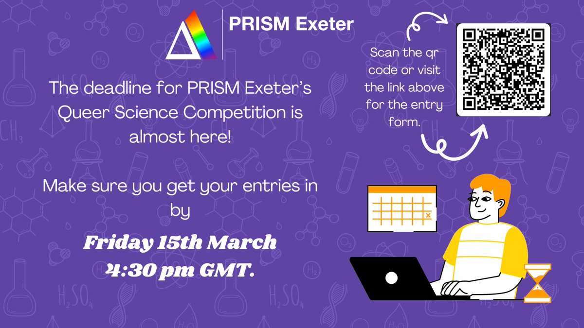 Our Queer Science Competition closes for entries TOMORROW.
Make sure to get your entries in nice and early!  
We look forward to reading/watching them #QSC2024 
Entry form: forms.office.com/pages/response…