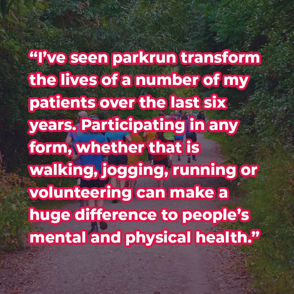 Dr Simon Tobin, a GP in Southport and parkrun Ambassador for Health and Wellbeing is passionate about encouraging his patients to consider parkrun as part of social prescribing. #SocialPrescribingDay #loveparkrun
