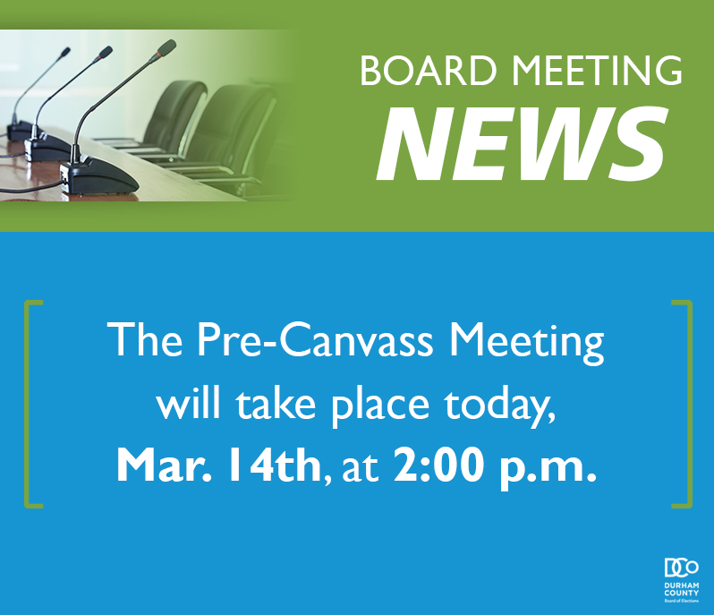 The regularly scheduled Pre-Canvass Meeting is taking place today at 2:00 p.m. To watch live, view the agenda, or submit a public comment, please visit the Board Meetings page of our website here -> dcovotes.com/public-informa…