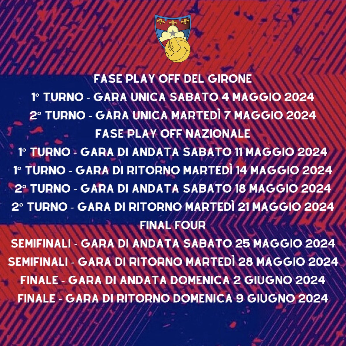 🔴🔵 PLAY OFF 📆

La Lega Pro ha diramato questa mattina il calendario di play off e play out. Questo il dettaglio con le date: 

#ForzaGubbio 🔴🔵🐺