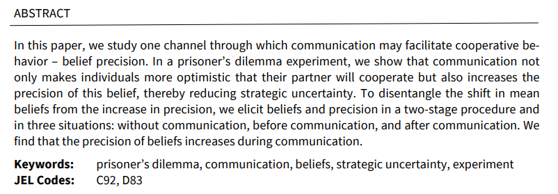 📢New CEPA DP 'Does communication increase the precision of beliefs?' by Lisa Bruttel and @VPetrishcheva. You can read the full paper here: ideas.repec.org/p/pot/cepadp/7…