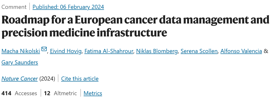 Prime cancer data management is pivotal to precision medicine for European citizens This roadmap by Nikolski et al. is a call to action to establish a federated pan-European infrastructure that ensures proper cancer data management and sharing Find here: emp.onl/4153M