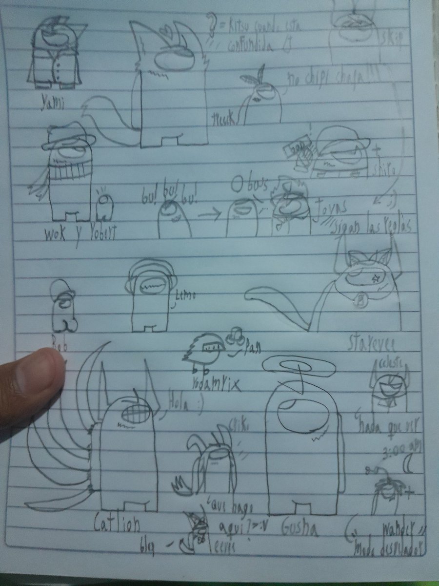 a drawing I made of some friends while I was bored in class #amongusart