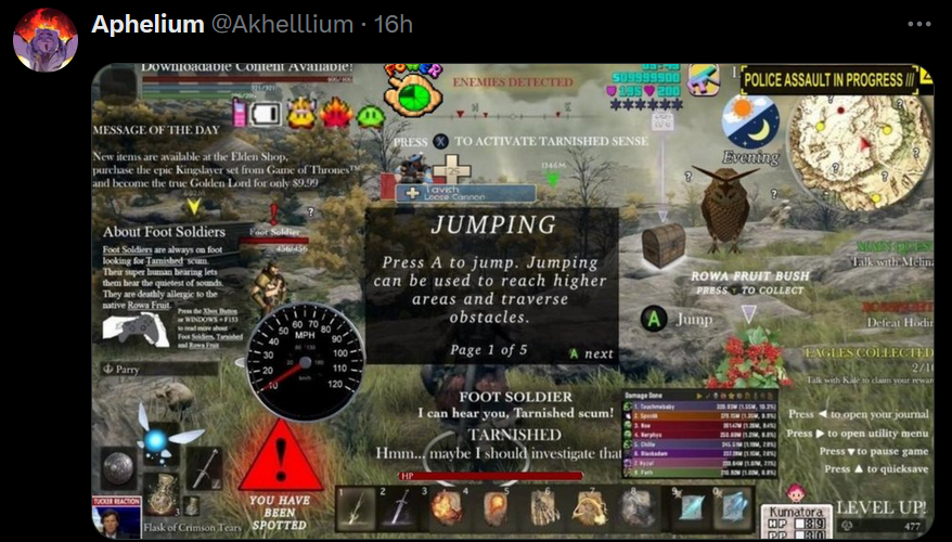 theastralj's tweet photo. I got quoted with this screenshot as some sort of dunk attempt on my UI skill and  

1) the game depicted here doesn't actually exist  

2) learn how to avoid making your game look like this by attending my GDC talk in one week 🙏
(Thursday, March 21st, 10am Pacific) https://t.co/0srvN9gmsY