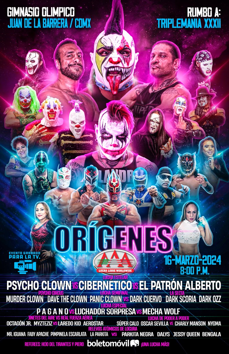 Estamos preparando un evento sensacional para todos nuestros aficionados en Ciudad de México, rumbo a #TriplemaniaXXXII 16 de marzo, Gira #OrígenesAAA @luchalibreaaa desde el Gimnasio Olímpico Juan de la Barrera Boletos disponibles en @boletomovil