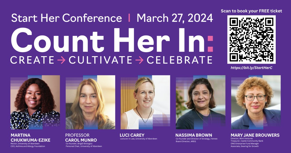 hm_morgan's tweet photo. Join us on March 27 @aberdeenuni for the #StartHer Conference - empowering more women to pursue their entrepreneurial dreams!
Come engage in lively talks, connect with inspiring women shattering glass ceilings!
Book your FREE ticket now: https://t.co/ntgZC3eNgI @ABVentures_abdn https://t.co/J5fof2sq99
