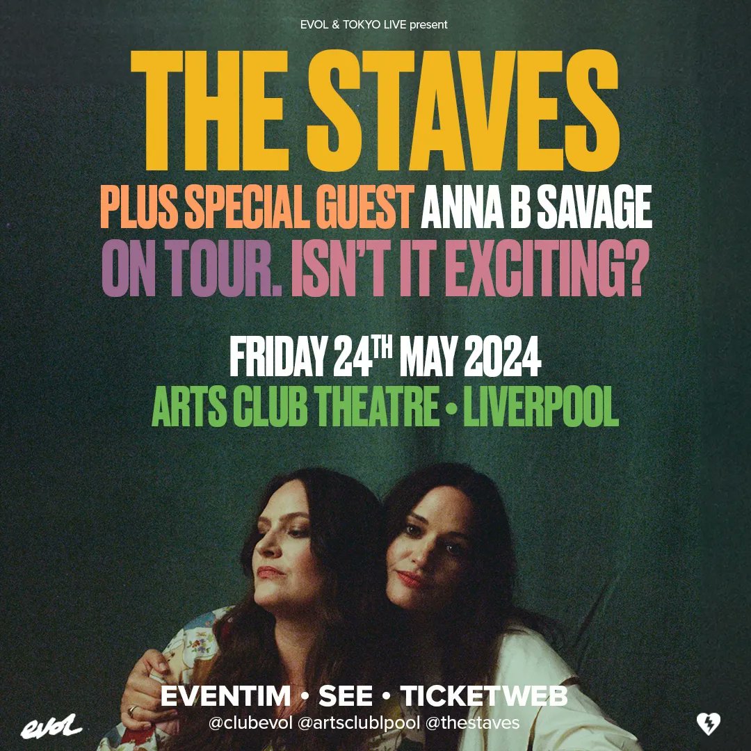 Always beautiful working w/ <a href="/thestaves/">The Staves</a> &amp; their new album 'All Now' is out March 22nd <a href="/CommunionMusic/">Communion Music</a> so you can expect new songs alongside your favourites, Friday May 24th <a href="/artsclublpool/">Arts Club Liverpool</a> + special guest @annabsavage.

Last Tix <a href="/eventim_uk/">eventim_uk</a>: eventim.co.uk/event/the-stav…

📸 noahtorralba