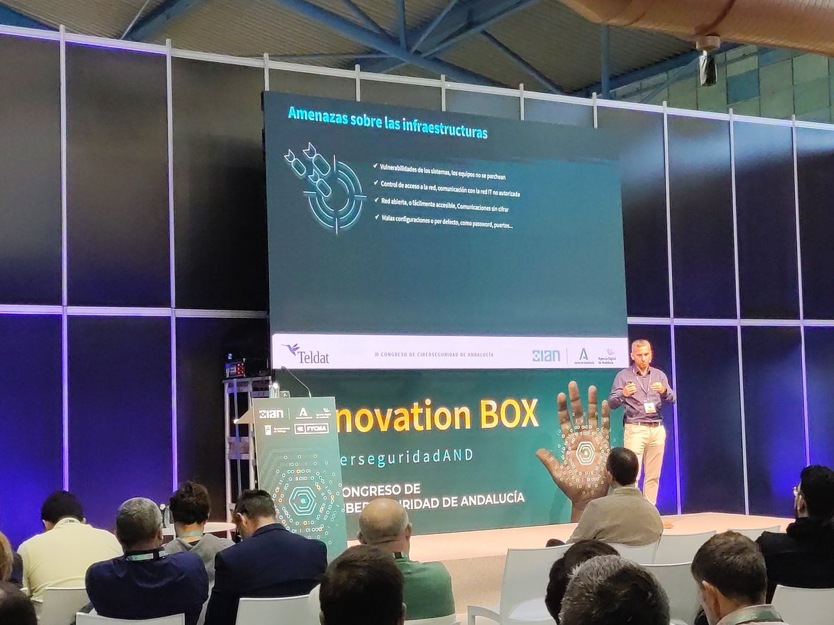 Centro Ciberseguridad Andalucía (@centrociberand) on Twitter photo 🛡️ III Congreso #CiberseguridadAND
En éste momento Óscar Oller, de <a href="/TeldatCorp/">Teldat Group</a>, nos explica las amenazas sobre las infraestructuras críticas. 🛡️ III Congreso #CiberseguridadAND
En éste momento Óscar Oller, de <a href="/TeldatCorp/">Teldat Group</a>, nos explica las amenazas sobre las infraestructuras críticas.