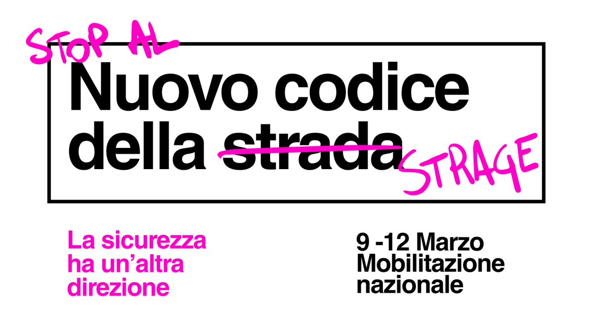 📌Nuovo #codicedellastrage targato MIT che peggiora la sicurezza
📌40 città mobilitate in Italia
📌30 associazioni europee che scrivono alla Meloni
📌Discussione alla Camera in corso

L’Italia sta per retrocedere sulla #sicurezzastradale⁉️

Ne parlate, vero? <a href="/zdizoro/">Diego Bianchi</a> <a href="/makkox/">makkox</a>