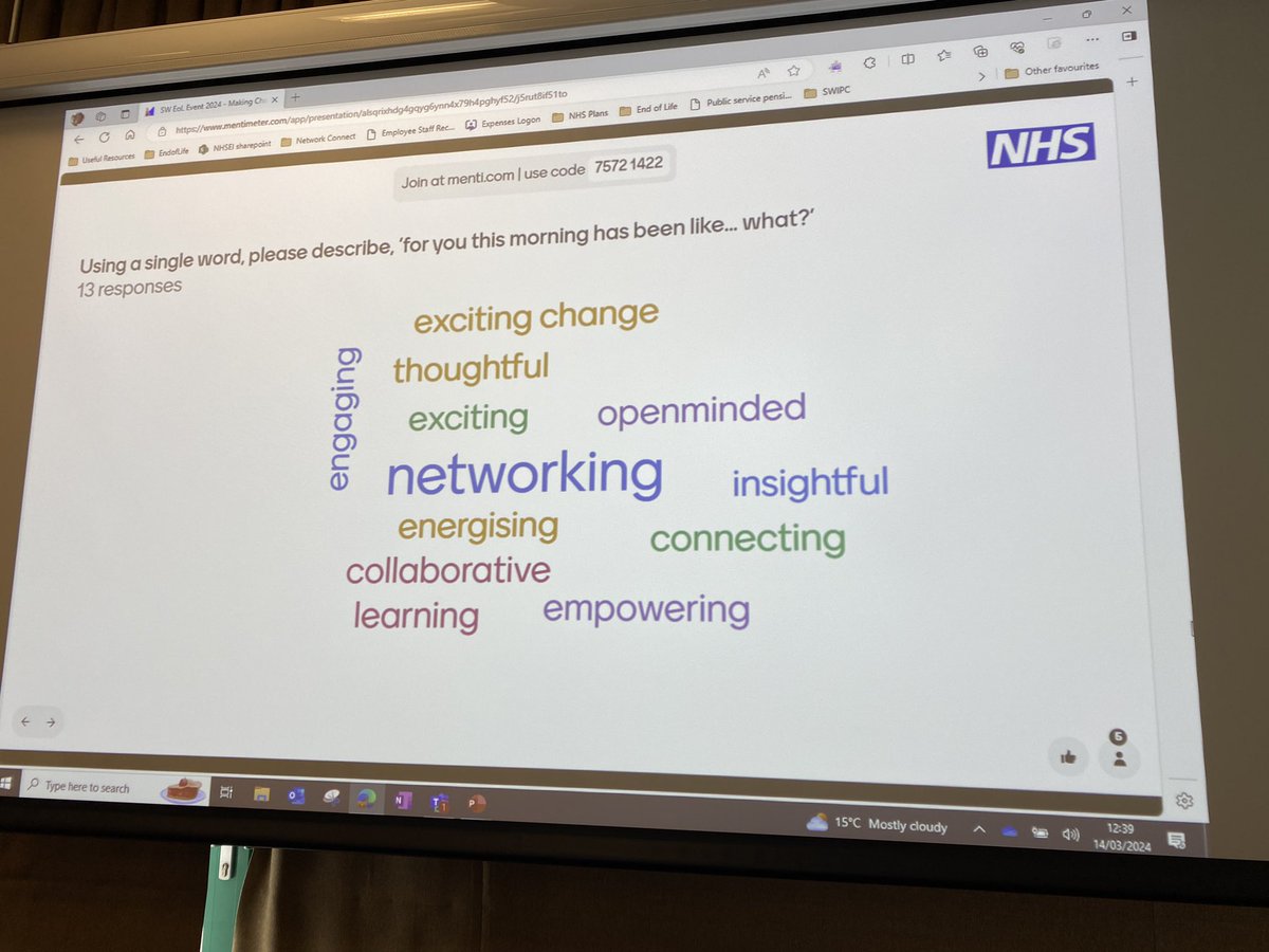 A very energised, invigorating day talking all things #endoflife #whatmatterstoyou @NHSSW looking forward to more this afternoon