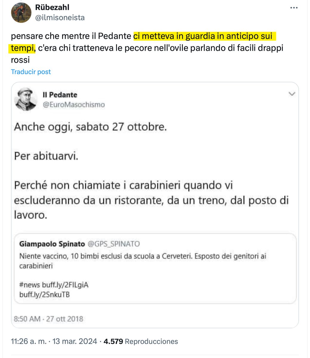 italiadeidolori's tweet photo. Meno male che c'avevate “er Pedante“ che, dopo anni di martellamento a sfondo economicistico su “euro sì euro no“, dal 2018 iniziava ad «anticipare tutto» sulla fantapandemia...🙄

Un geGNo. Ci manca davvero.🥲 https://t.co/YS2ooJ1YeR