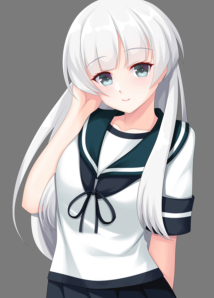 shoukaku (kancolle) 1girl solo long hair looking at viewer smile simple background skirt  illustration images