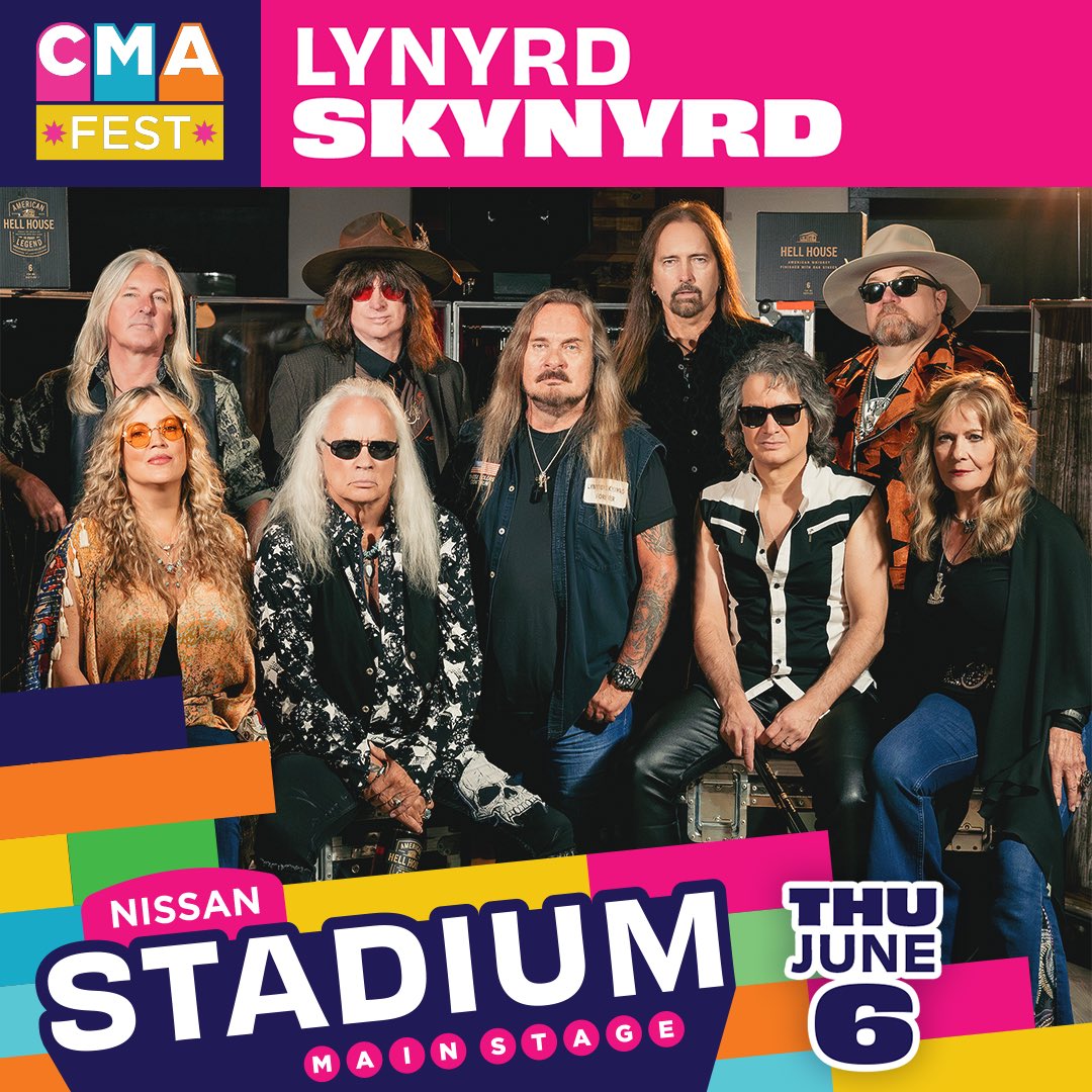 JUST ANNOUNCED! Skynyrd’s performing at @CountryMusic #CMAfest in support of the @cmafoundation & music education. Buy a four-night pass or single night tickets to attend the longest-running Country Music festival in the world! CMAfest.com/tickets 🎵