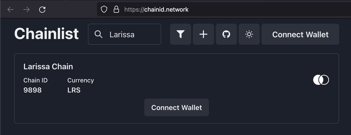larissanetwork's tweet image. 🎉 Exciting news! 

Larissa is now listed on chainid.network! Explore the Larissa ecosystem and join us on our journey towards decentralized possibilities. #Larissa #ChainID #Blockchain #Crypto #chainlist #LRS $LRS
