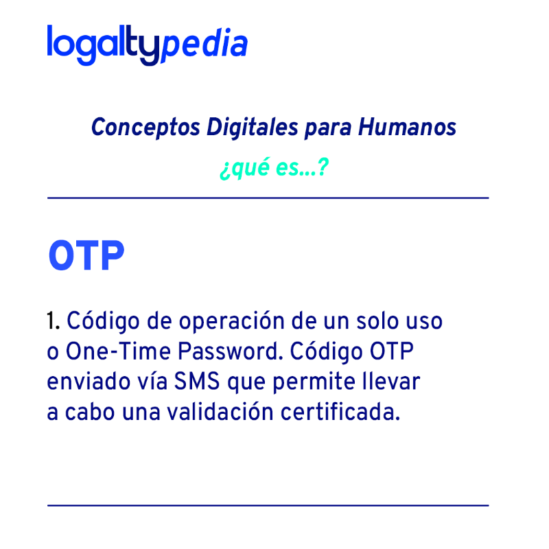 Logalty's tweet photo. La funcionalidad principal de un código OTP es autentificar a un usuario en un sistema o plataforma 🫡

Gracias al código OTP podemos verificar la identidad en una transacción, confirmar operaciones financieras, iniciar sesión en una plataforma o recuperar una contraseña.