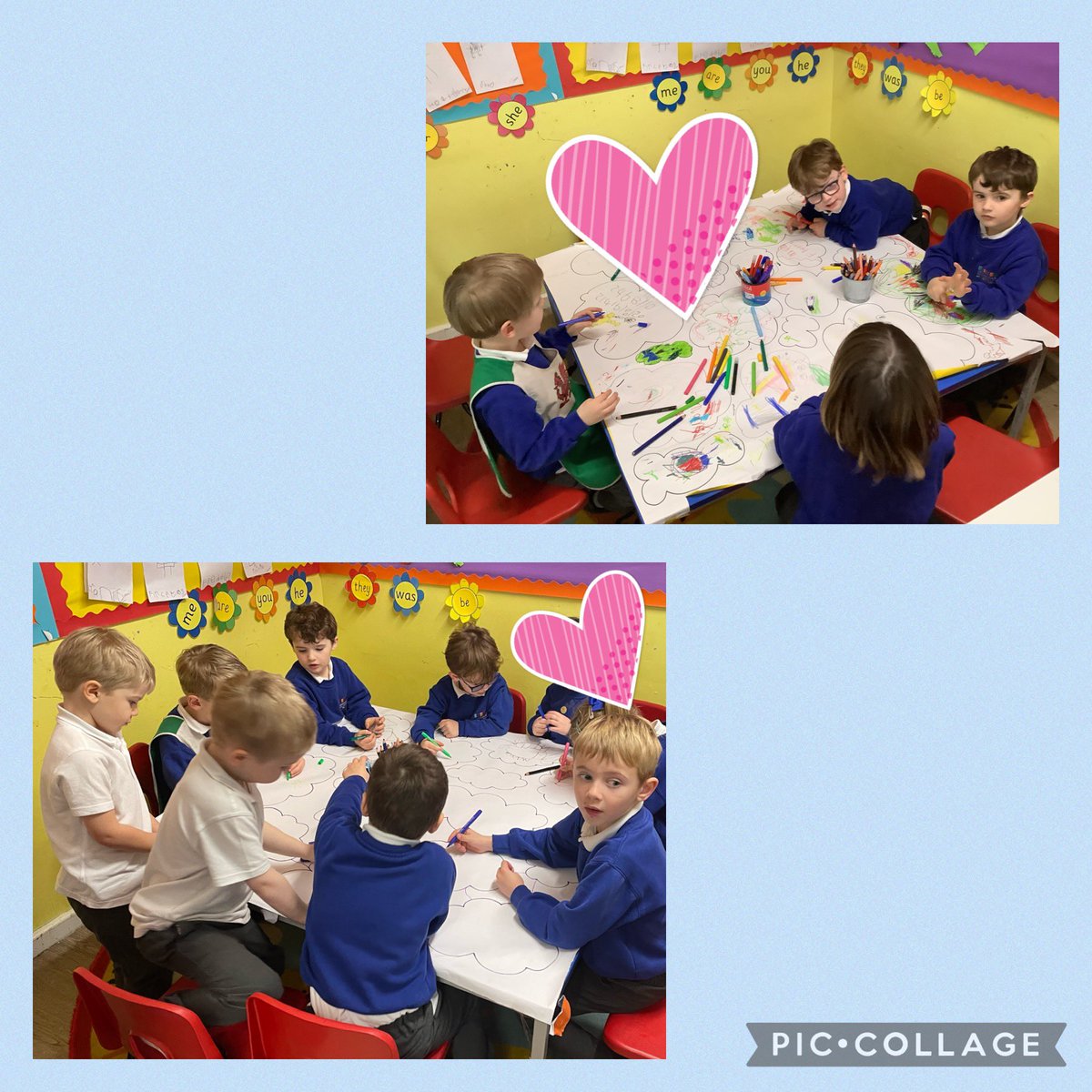 LlanFach2030's tweet photo. A cloud table has been an exciting ‘draw’ for the boys! ✏️😁💙 https://t.co/sCYnqwRgU1