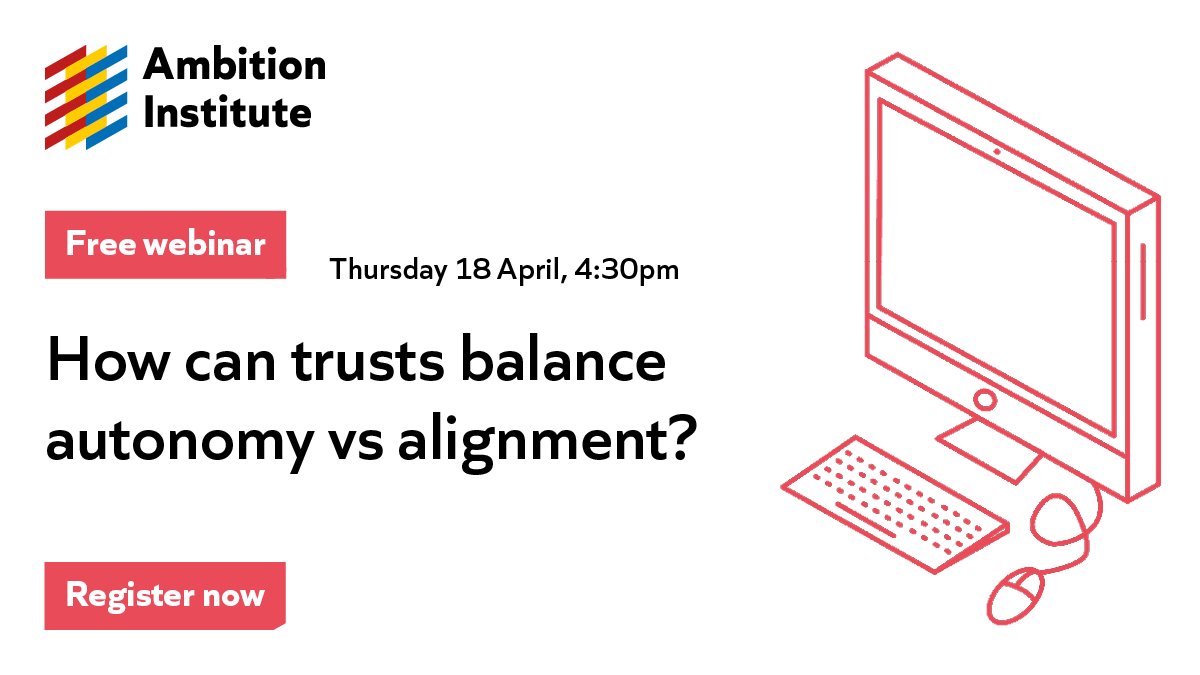 📣 Trust leaders! Want to learn how to make the best decisions when integrating practice across your trusts? 💻 Join our free webinar where our panel discuss how trusts can balance alignment and autonomy. 📅 Thursday 18 April at 4:30pm ✅ Sign up now: www2.ambition.org.uk/l/330231/2024-…
