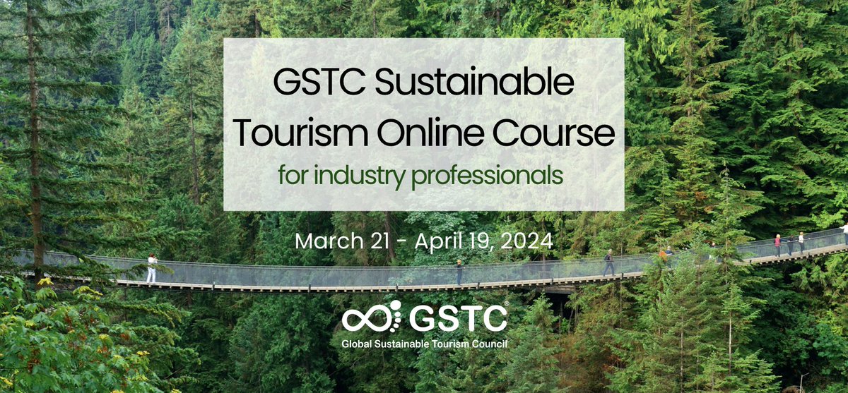 GSTC_'s tweet photo. 👋Elevate your impact in the #travelindustry with our flagship #course, “GSTC Sustainable Tourism Course for Industry Professionals” which Starts in one week!
All the info here ➡️ https://t.co/R23zwYf4o1
#GSTC #GSTCTraining #Tourism #Travel #Sustainability https://t.co/3xjxyRdBO1