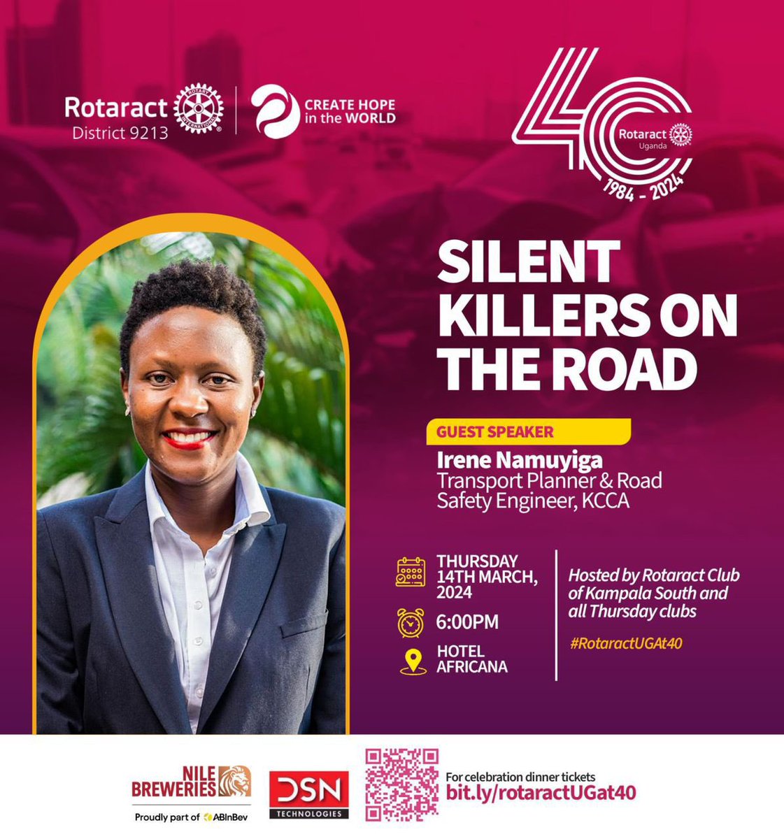 RACUpperKololo's tweet photo. As we celebrate #RotaractUGAt40 in Uganda. We join all Thursday clubs at Hotel Africana at 6:00pm.
Join us
#UKAtAfricana https://t.co/qa6tekfae1