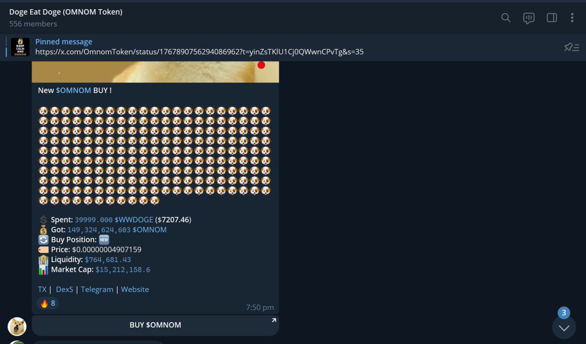 omnomtoken's tweet image. Our own buybot is now in action!

Much buy. Very wow.