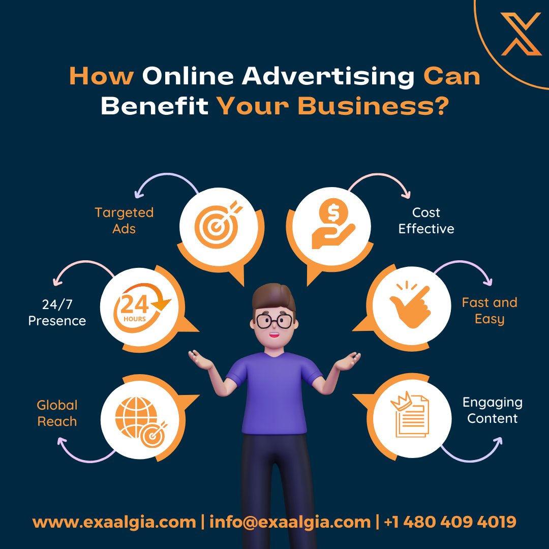 Want to grow your business? Online advertising is a powerful tool that can help you reach a targeted audience to boost sales. It's time to expand your business reach and goals with targeted online advertising campaigns. Visit exaalgia.com
#Exaalgia #OnlineAdvertising
