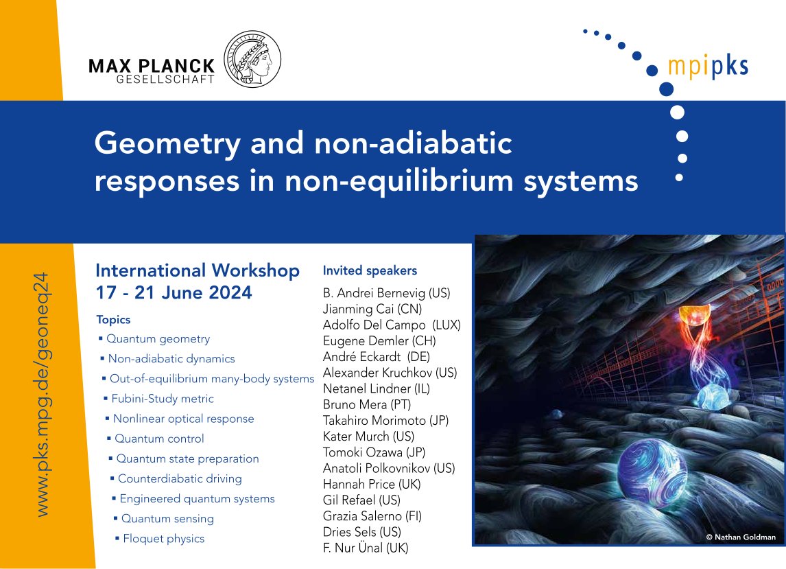 Pieter Claeys (@pieter_cl) on Twitter photo There's still time to register for our upcoming workshop <a href="/mpi_pks/">MPI-PKS Dresden</a> on "Geometry and non-adiabatic responses in non-equilibrium systems"! All information on key topics, invited speakers, and registration at pks.mpg.de/geoneq24 There's still time to register for our upcoming workshop <a href="/mpi_pks/">MPI-PKS Dresden</a> on "Geometry and non-adiabatic responses in non-equilibrium systems"! All information on key topics, invited speakers, and registration at pks.mpg.de/geoneq24