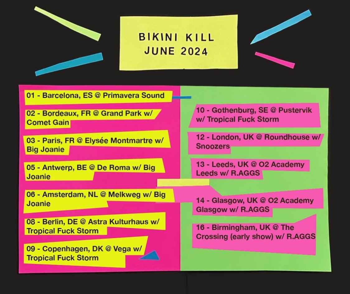 Drawing ever closer to our three EU shows with @theebikinikill this June! 🩷💚 Lots of surprises in store for our first tour of 2024 🙌🏿 tickets available at bikinikill.com 📸: Aaron Thompson Music Photography