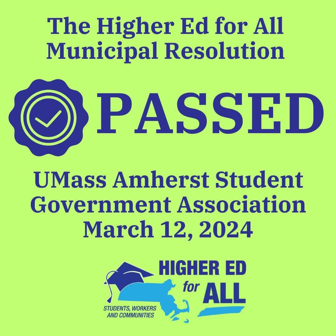 massteacher's tweet photo. #MAHigherEdForAll Resolution in favor of #DebtFreeFuture & #CherishAct passed by @UMassSGA. https://t.co/bYnImaqFsQ @MassPHENOM https://t.co/7Unv35VwBb